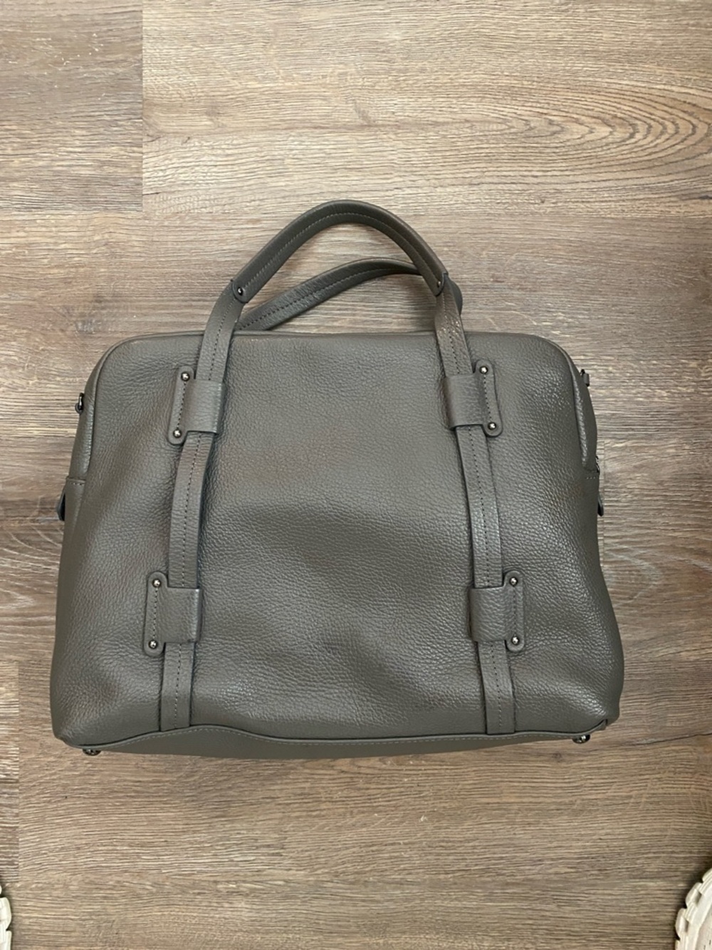 Iacucci Structured Gray Patchwork Suede and Leather Handbag - Picture 3 of 5